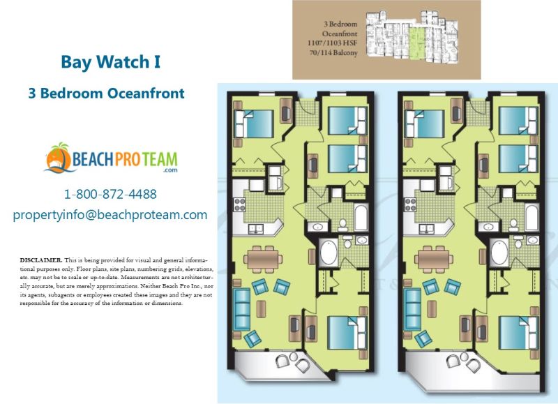 Bay Watch Resort I Floor Plan - 3 Bedroom Oceanfront